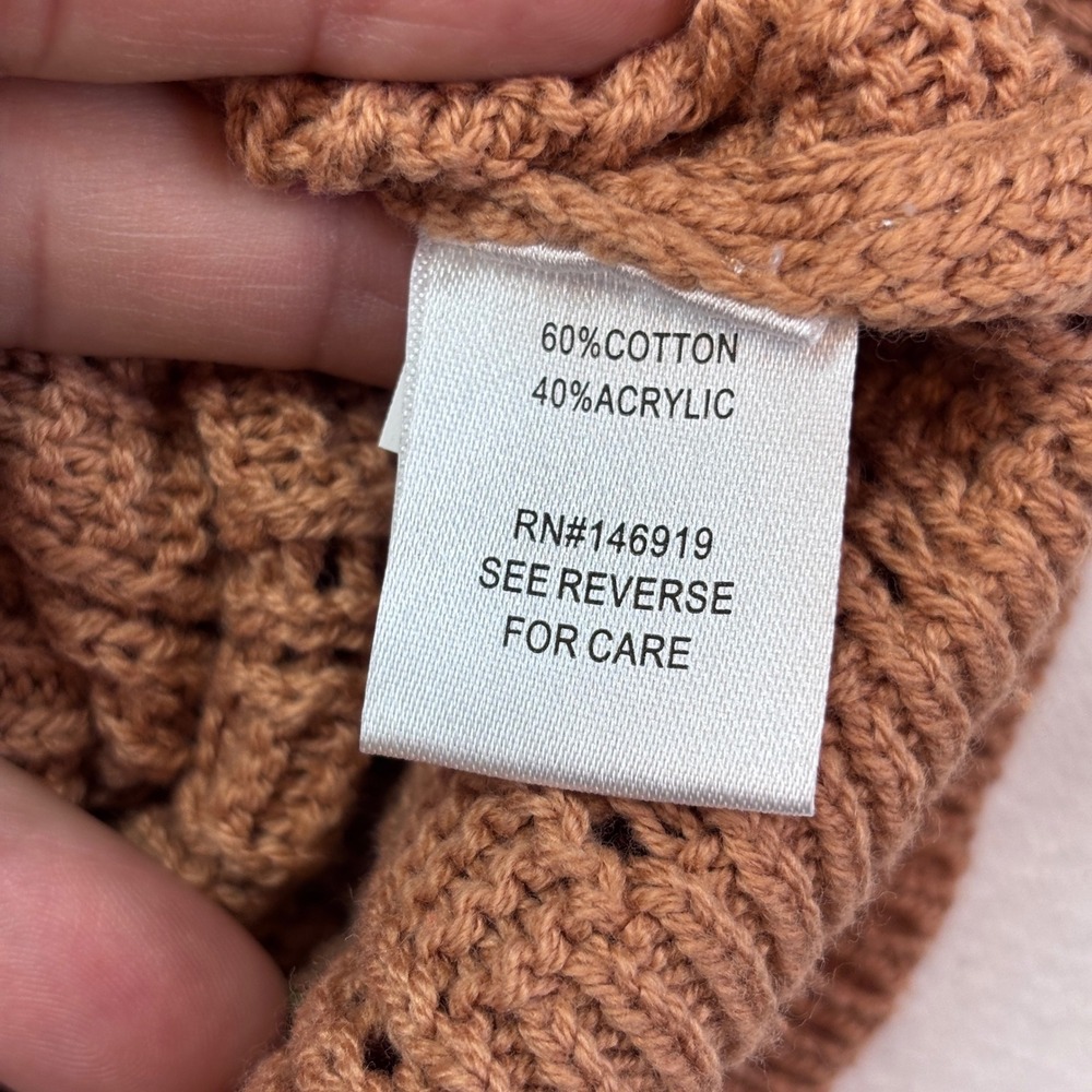 RACHEL Rachel Roy Women's Top Medium New Brown Knit‎ V-Neck Puff Sleeve Sweater - Picture 7 of 11